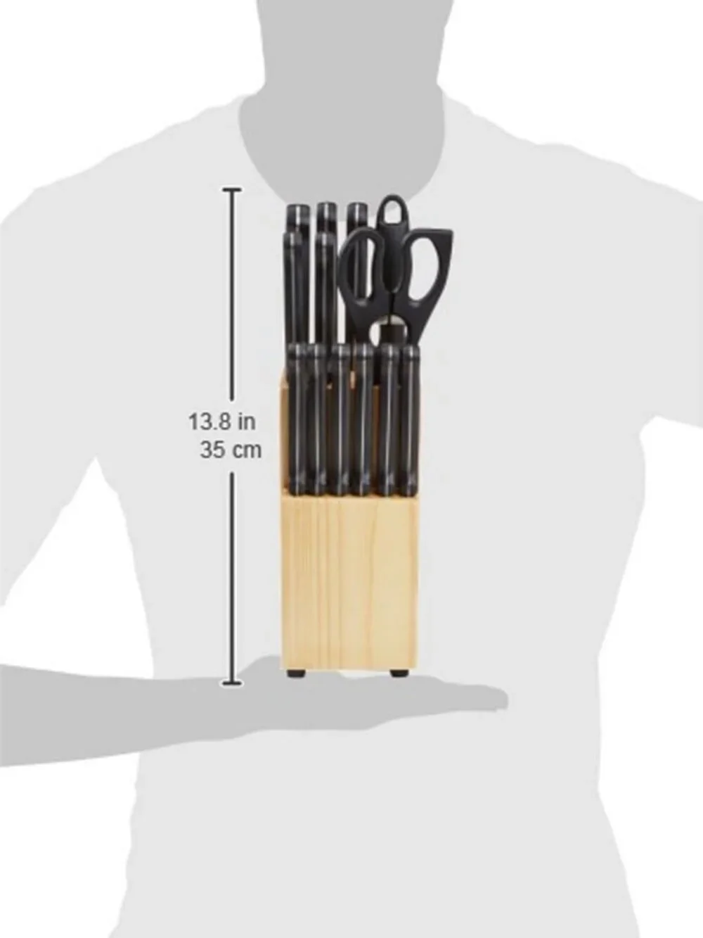 14-Piece High Carbon Stainless Steel Kitchen Knife Set with Sharpener & Block